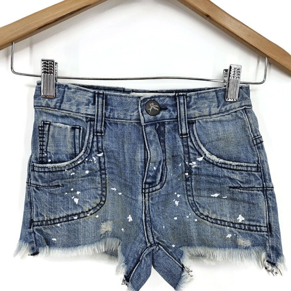 New One Teaspoon  Denim Shorts Girls 6-7 Original Artist Blue Cut-offs